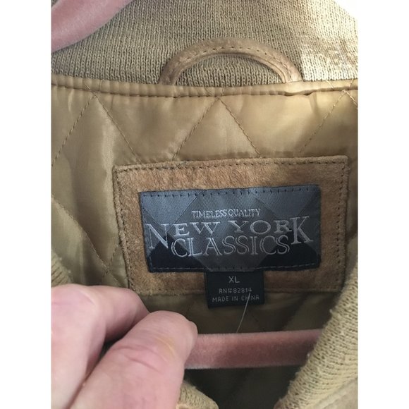 New York Classics tan genuine leather zip front jacket with pockets size XL - Picture 3 of 7